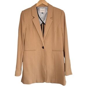 NEW COURT & ROWE Textured Single-Button Longline Blazer Micro Waffle
